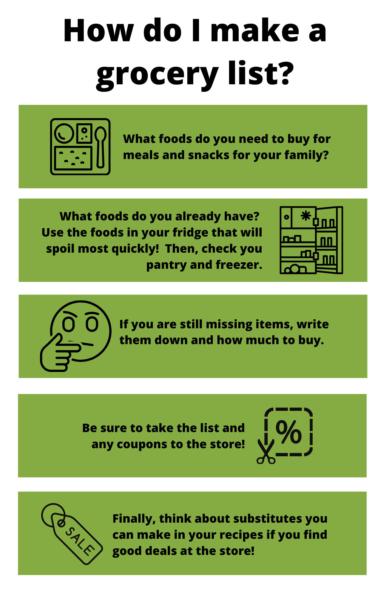 Make a Grocery List Eating Smart • Being Active